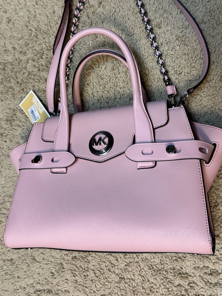Michael Kors Pink Saffiano Satchel With Chain Strap